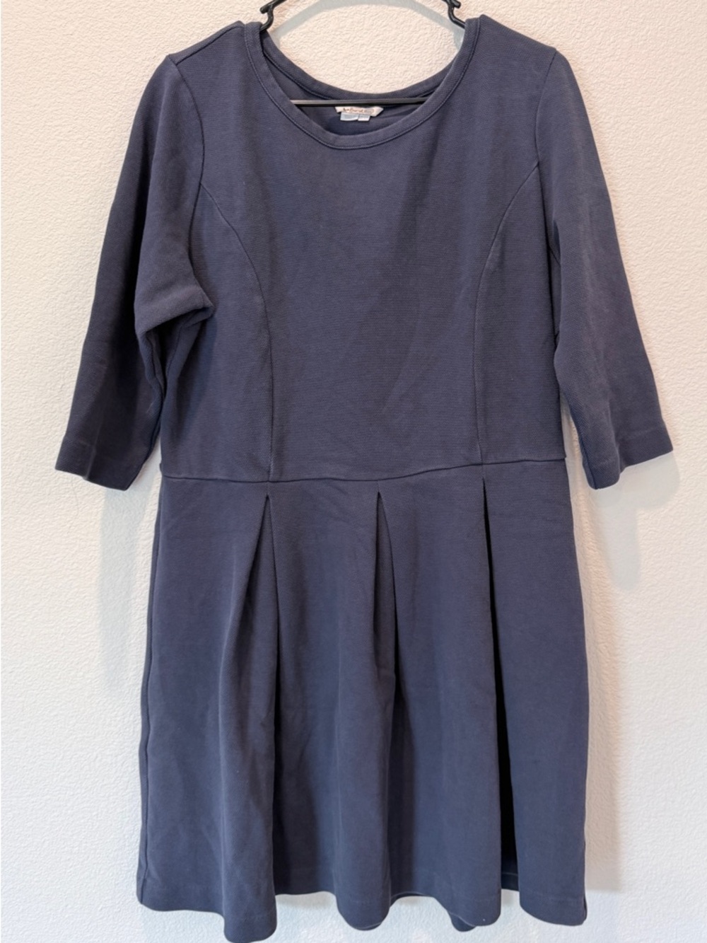 Boden Ponte Knit Fit & Flare Dress 16R Blue Navy Academia Preppy Pleated Midi